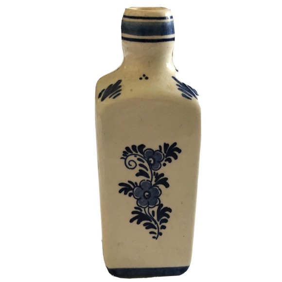 Vintage Delft Holland Porcelain Spirit Bottle 5.25" No Top Stopper - Picture 4 of 6